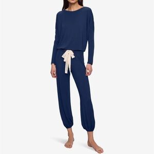 Eberjey Dark Navy and Creme Gisele Slouchy Pajama Set